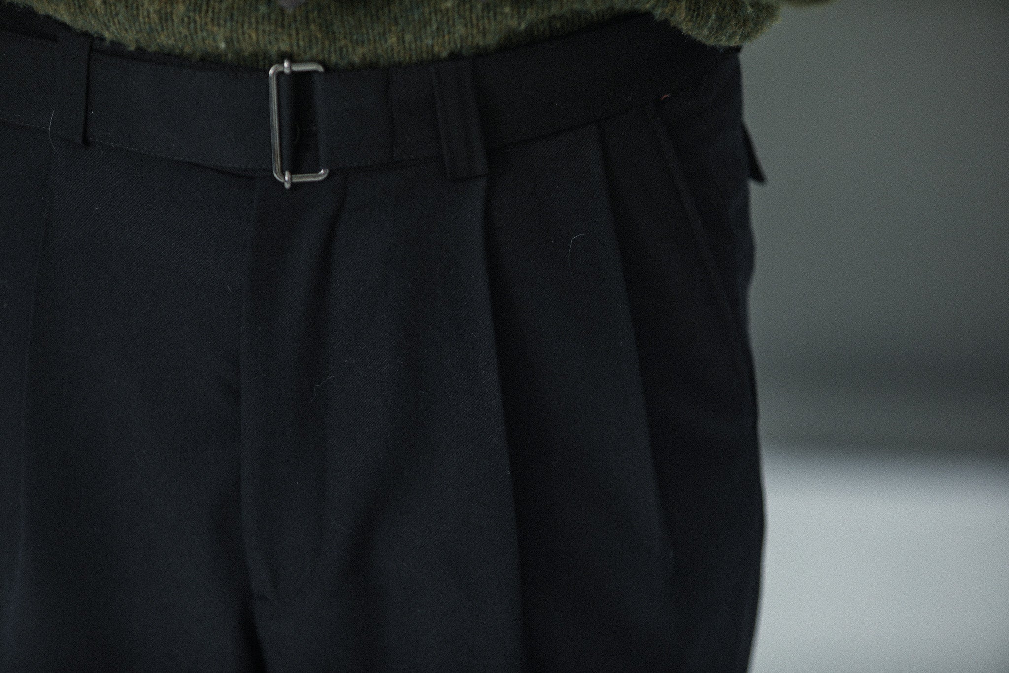 Pantalon Double Pince Flanelle Noir - Coupe Balloon