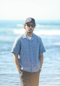 Camp Collar Denim Paisley Bleach - Modern Fit