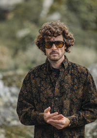 Surchemise Velours Japan Floral Paisley Noir - New Modern Fit