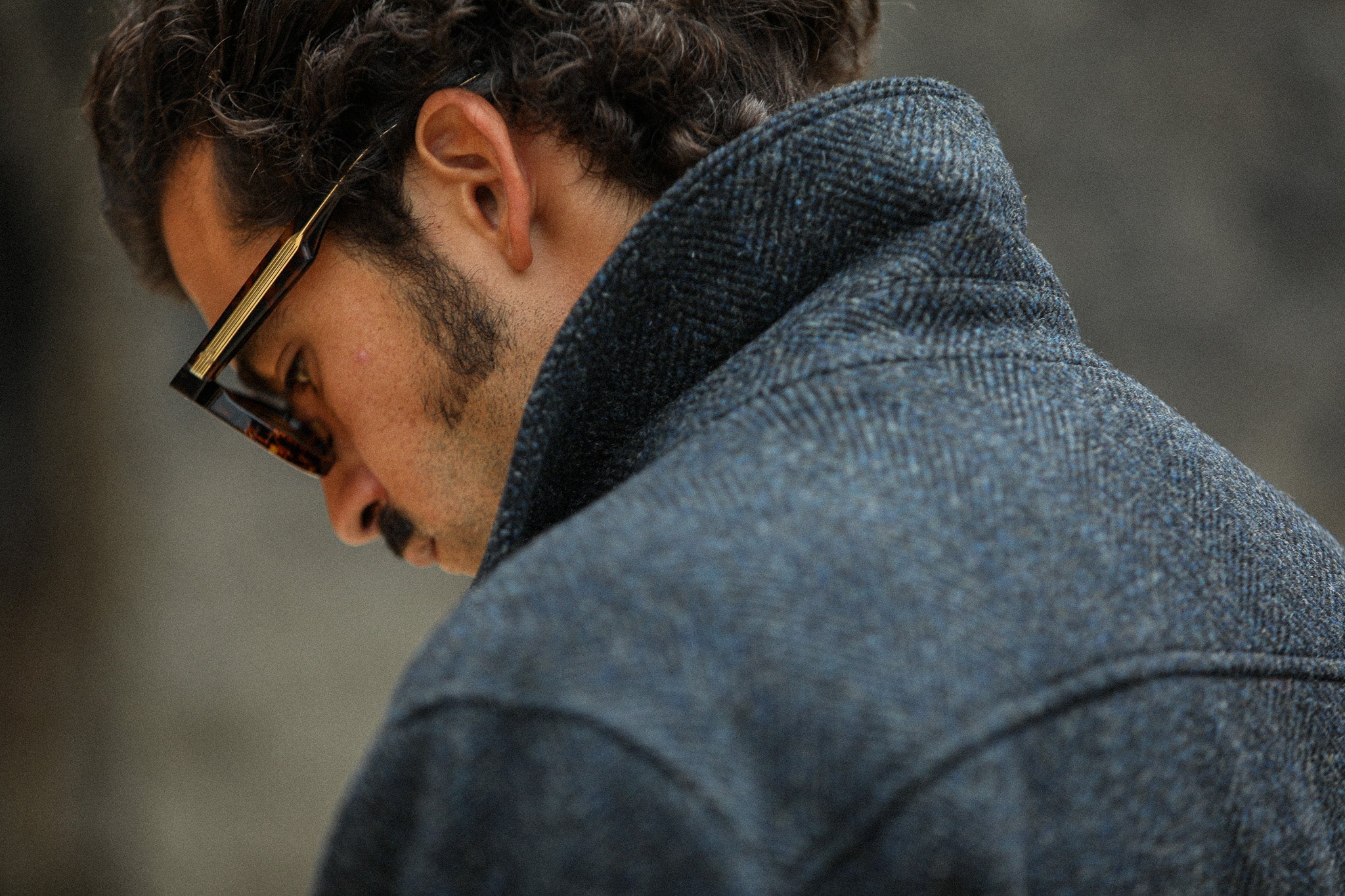 Veste Aviator Laine Chevrons Blue