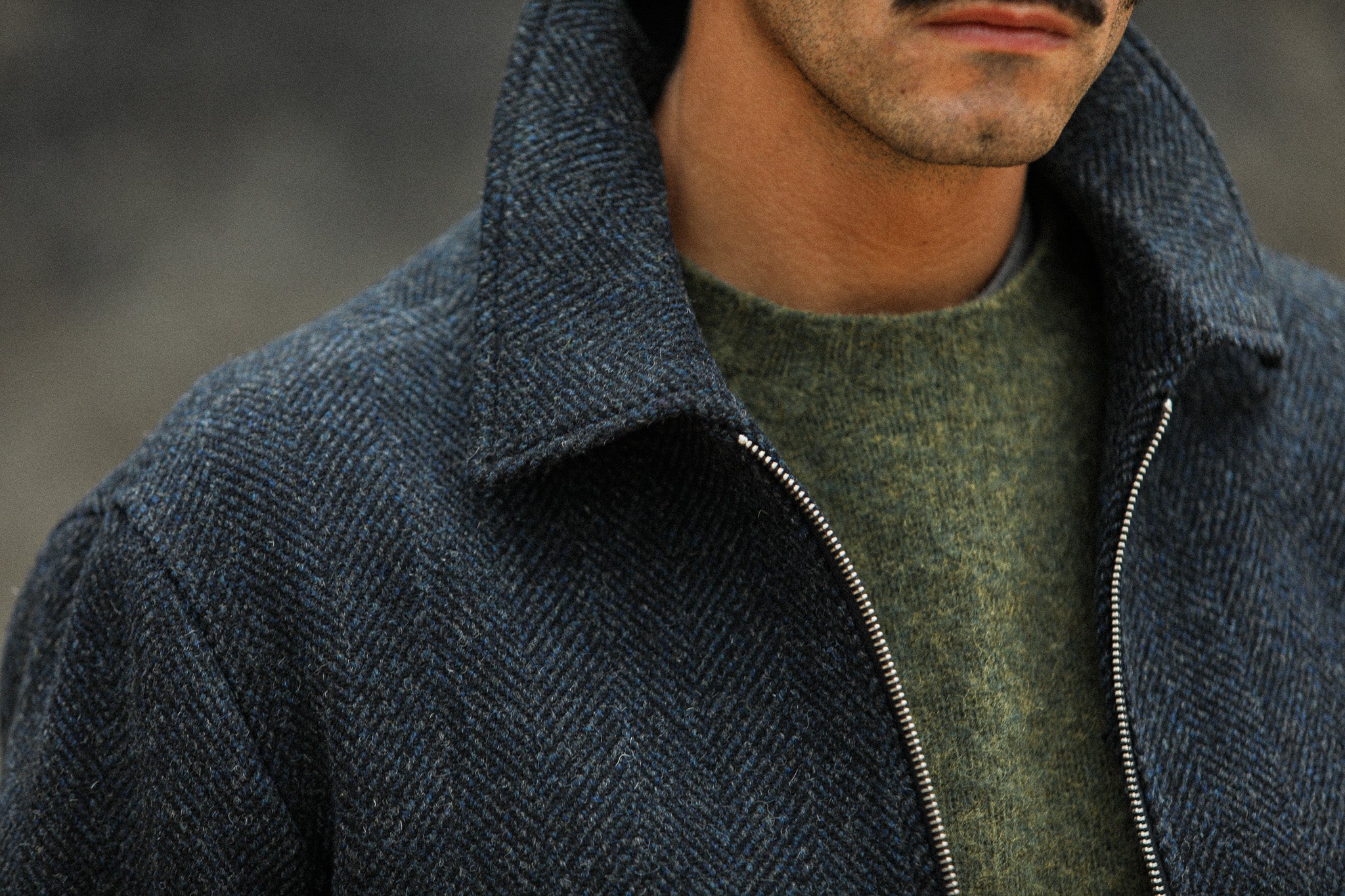 Veste Aviator Laine Chevrons Blue