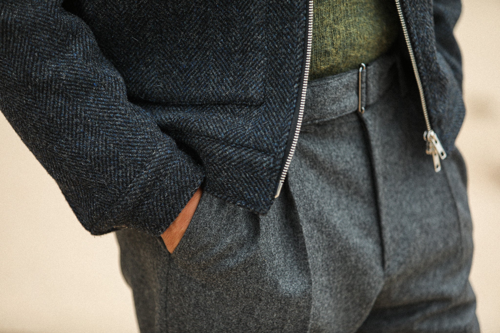 Veste Aviator Laine Chevrons Blue
