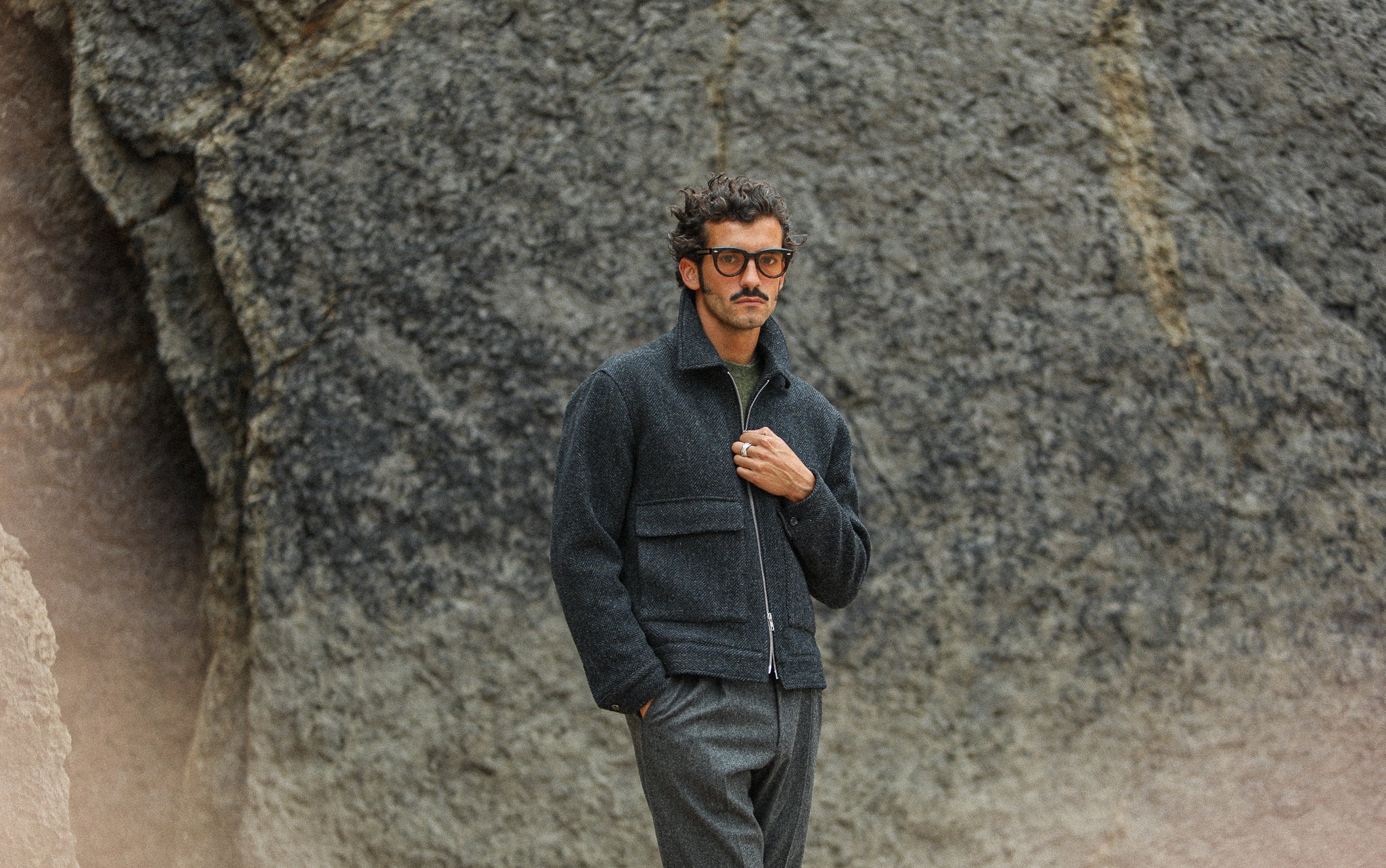 Veste Aviator Laine Chevrons Blue