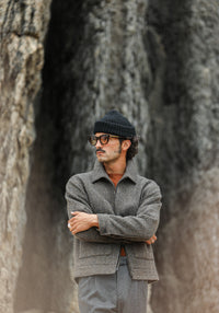 Veste Aviator Laine Chevrons Brown