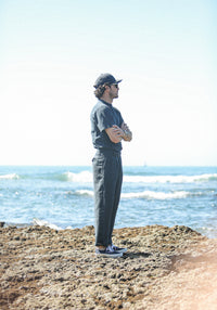 Chino Militaire Double Pince Lin Navy - Comfort Fit