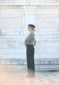 Pantalon Flanelle Noire Double Pince - Wide Leg