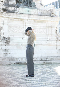 Pantalon Flanelle Grise Double Pince - Wide Leg