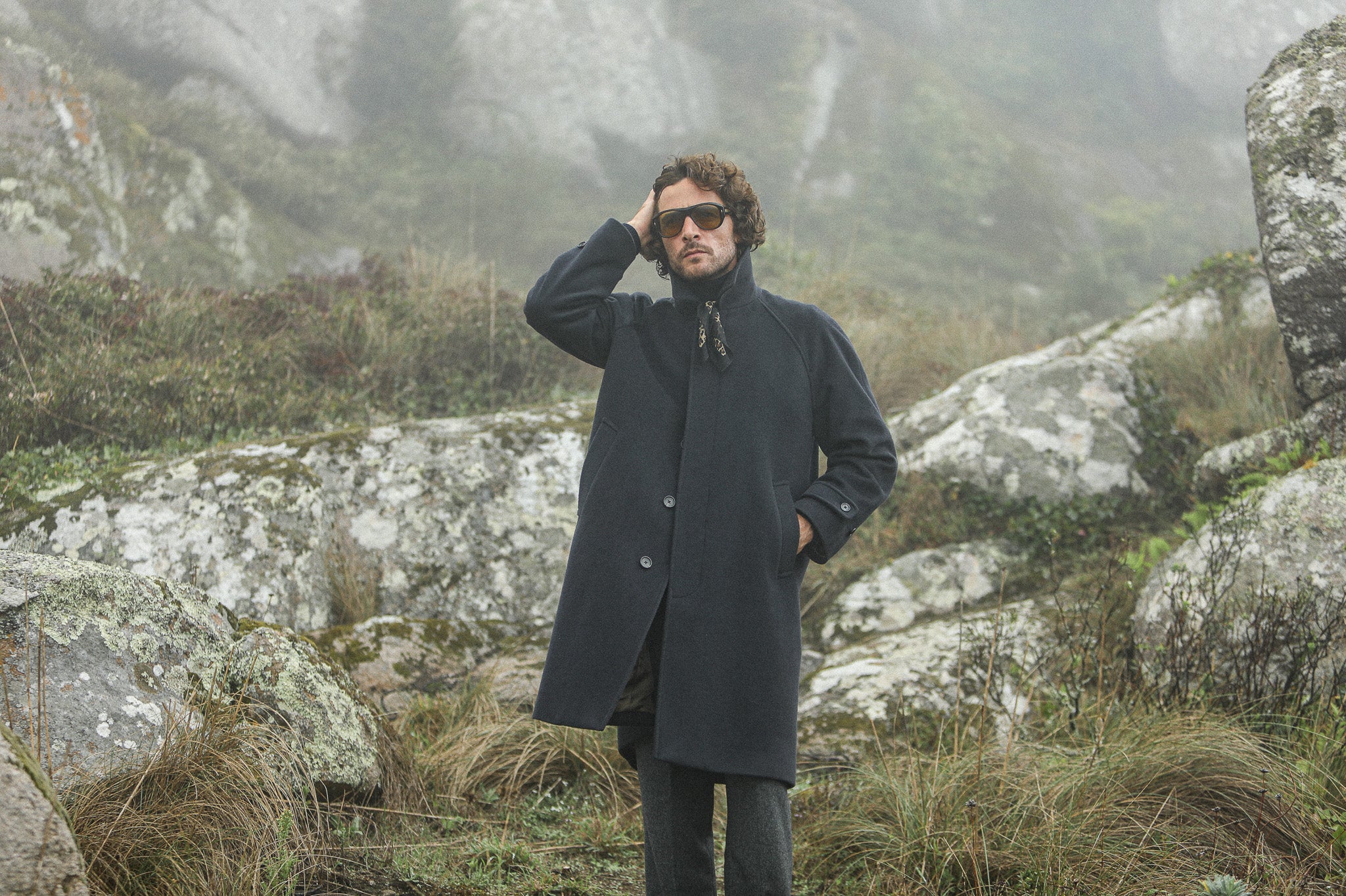 Manteau Balmaccan Laine & Cachemire Marine