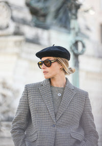 Boy Blazer Pied De Poule Gris Brun