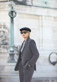 Boy Blazer Pied De Poule Gris Bleu