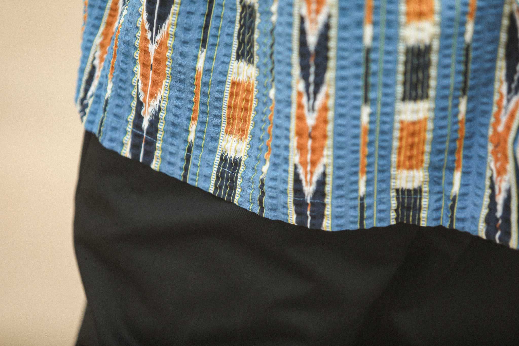 Modern Camp Collar Japanese Seersucker Blue