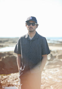 Camp Collar Stripes Navy - Modern Fit
