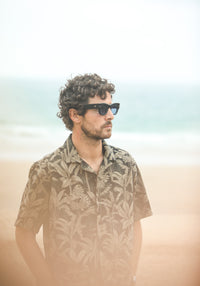 Modern Camp Collar Japanese Tropical Black