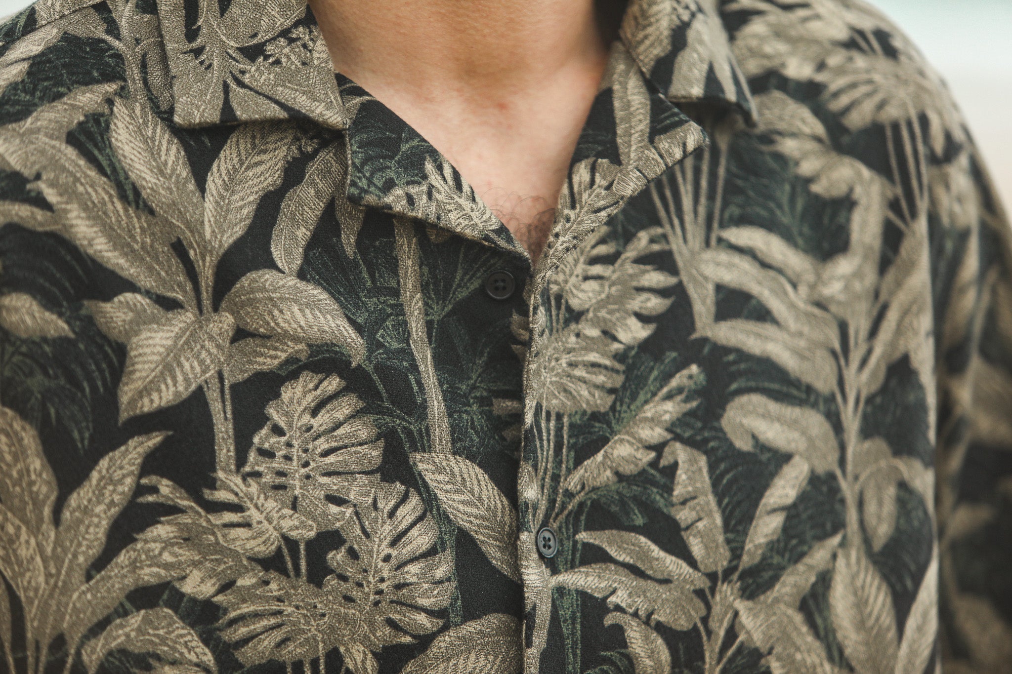 Modern Camp Collar Japanese Tropical Black
