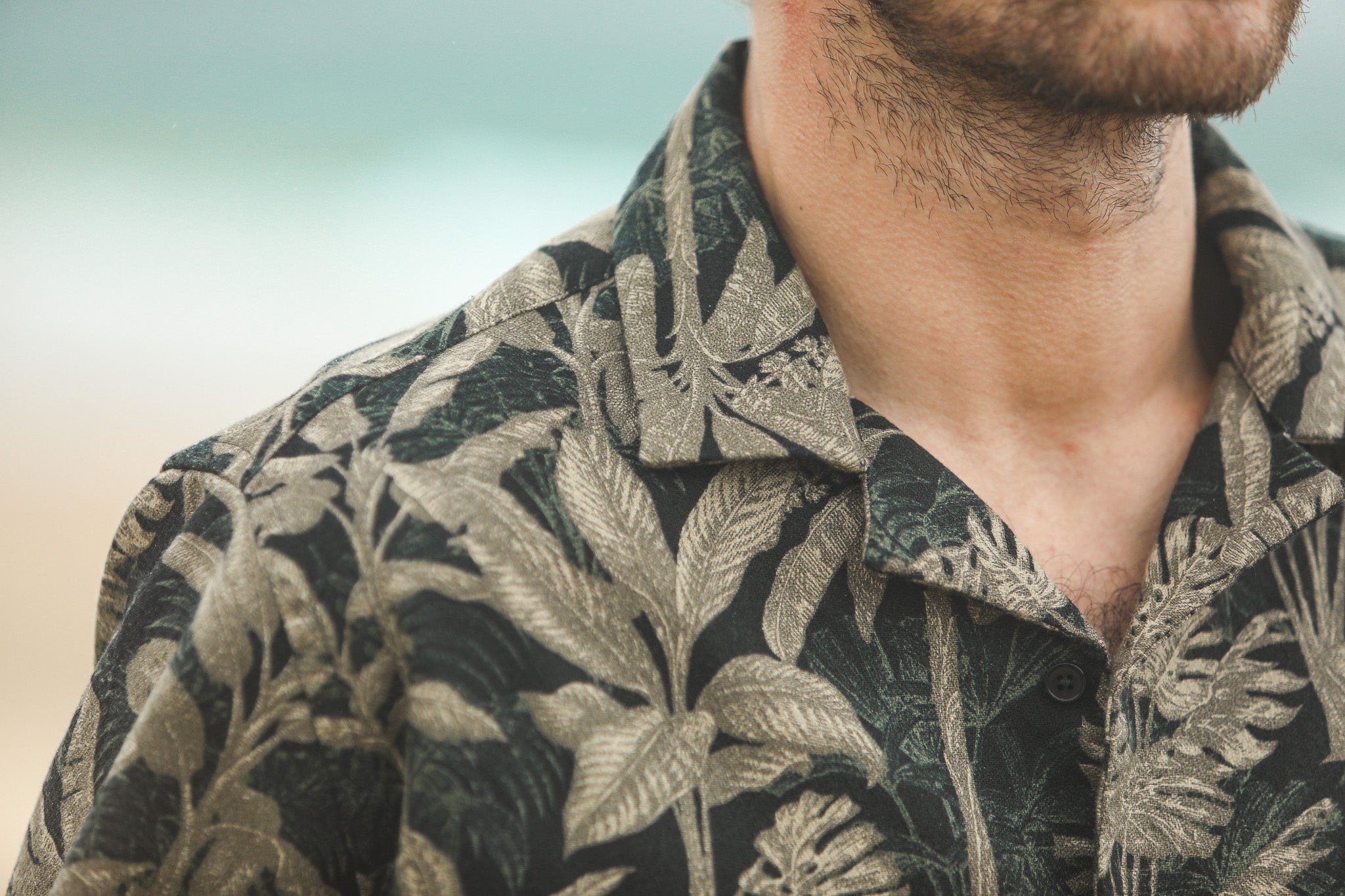 Modern Camp Collar Japanese Tropical Black