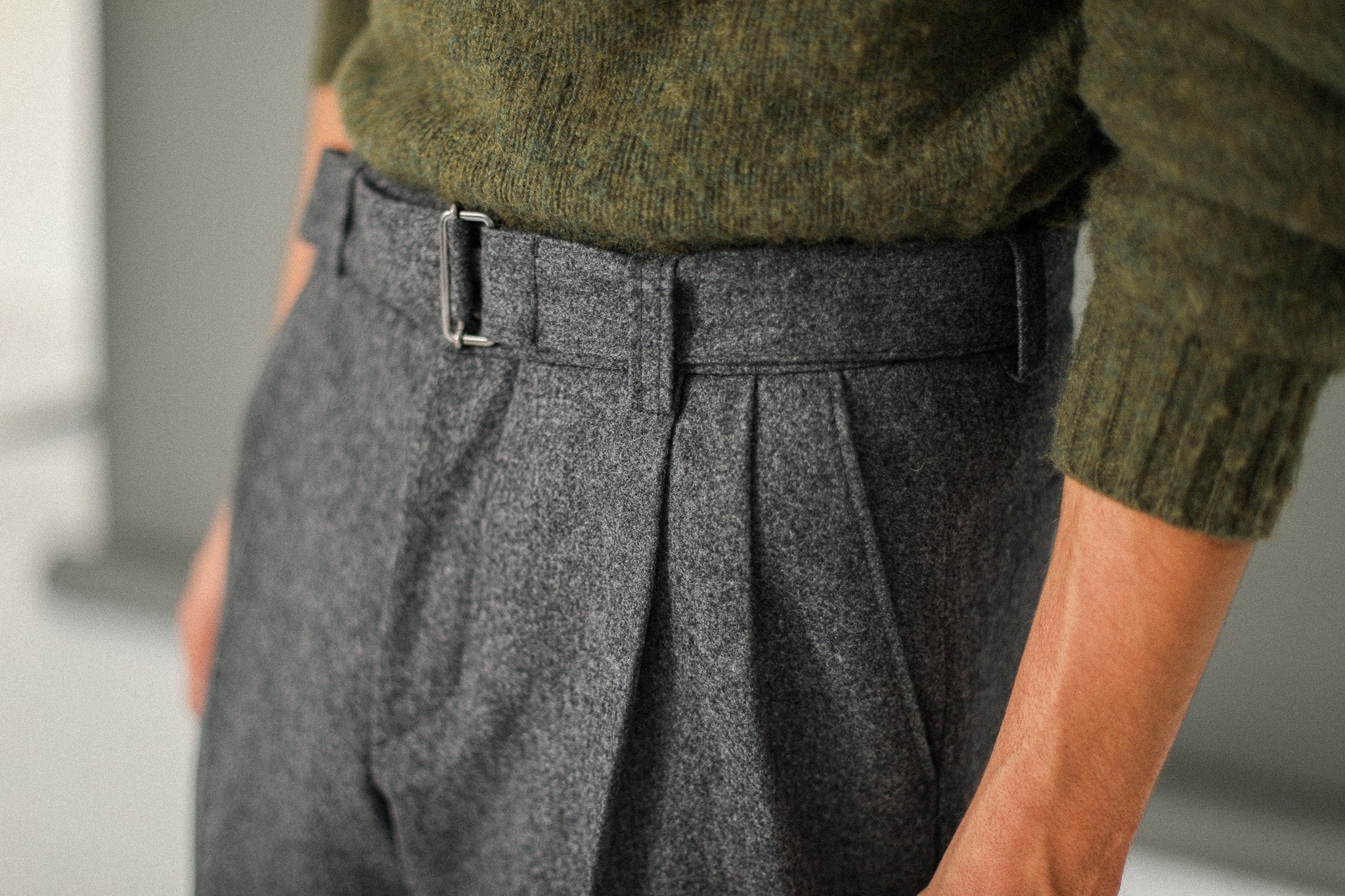 Pantalon Flanelle Double Pince - Gris Foncé