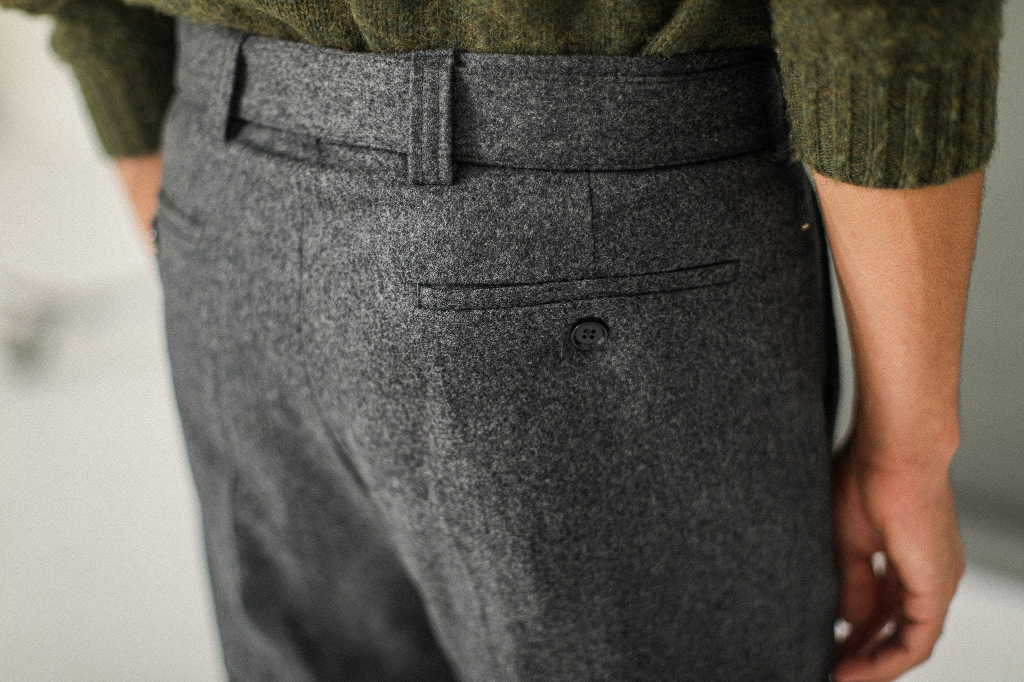 Pantalon Flanelle à Double Pince - Gris Foncé