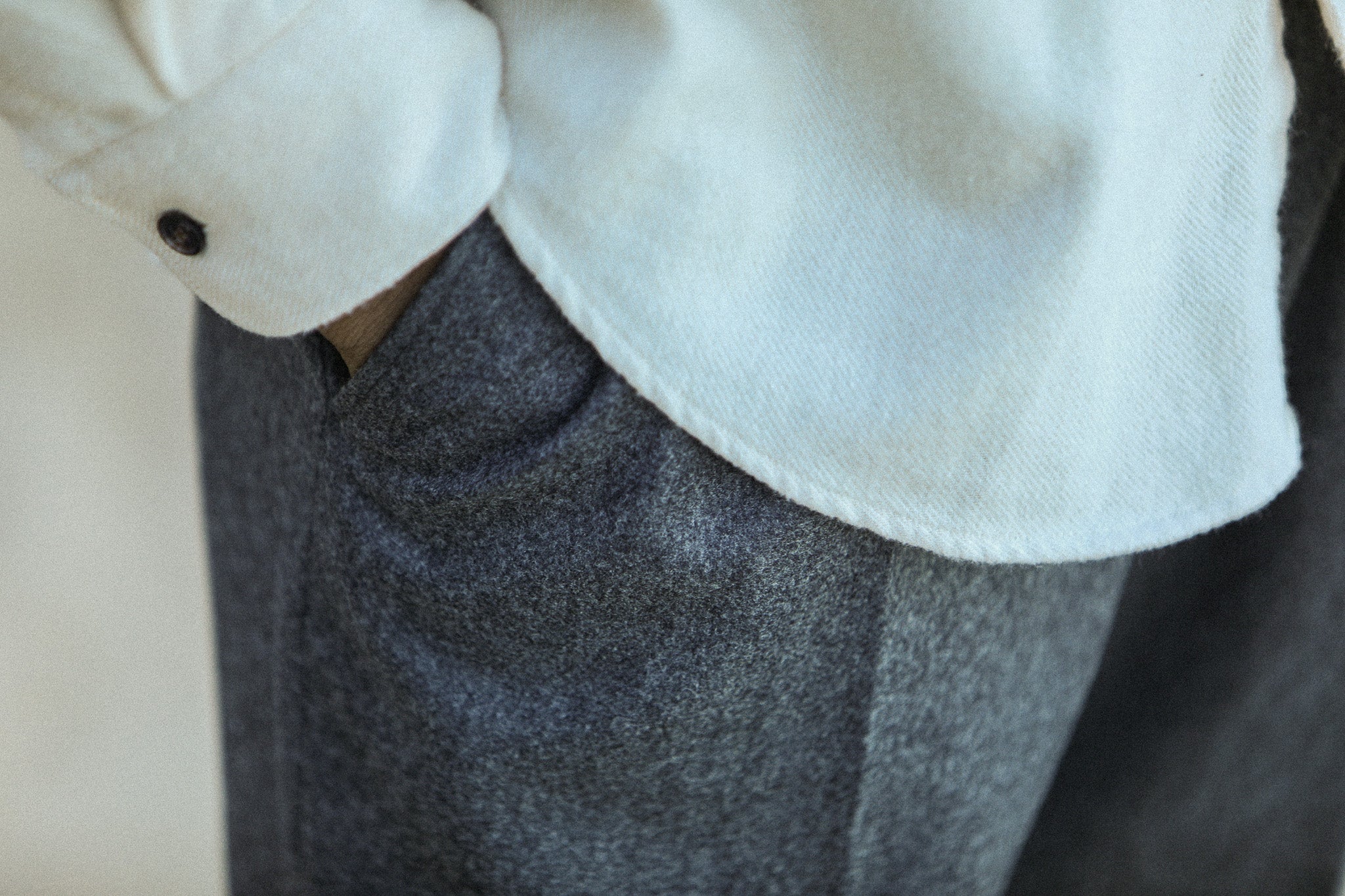 Chemise Flanelle Crème - Modern Fit