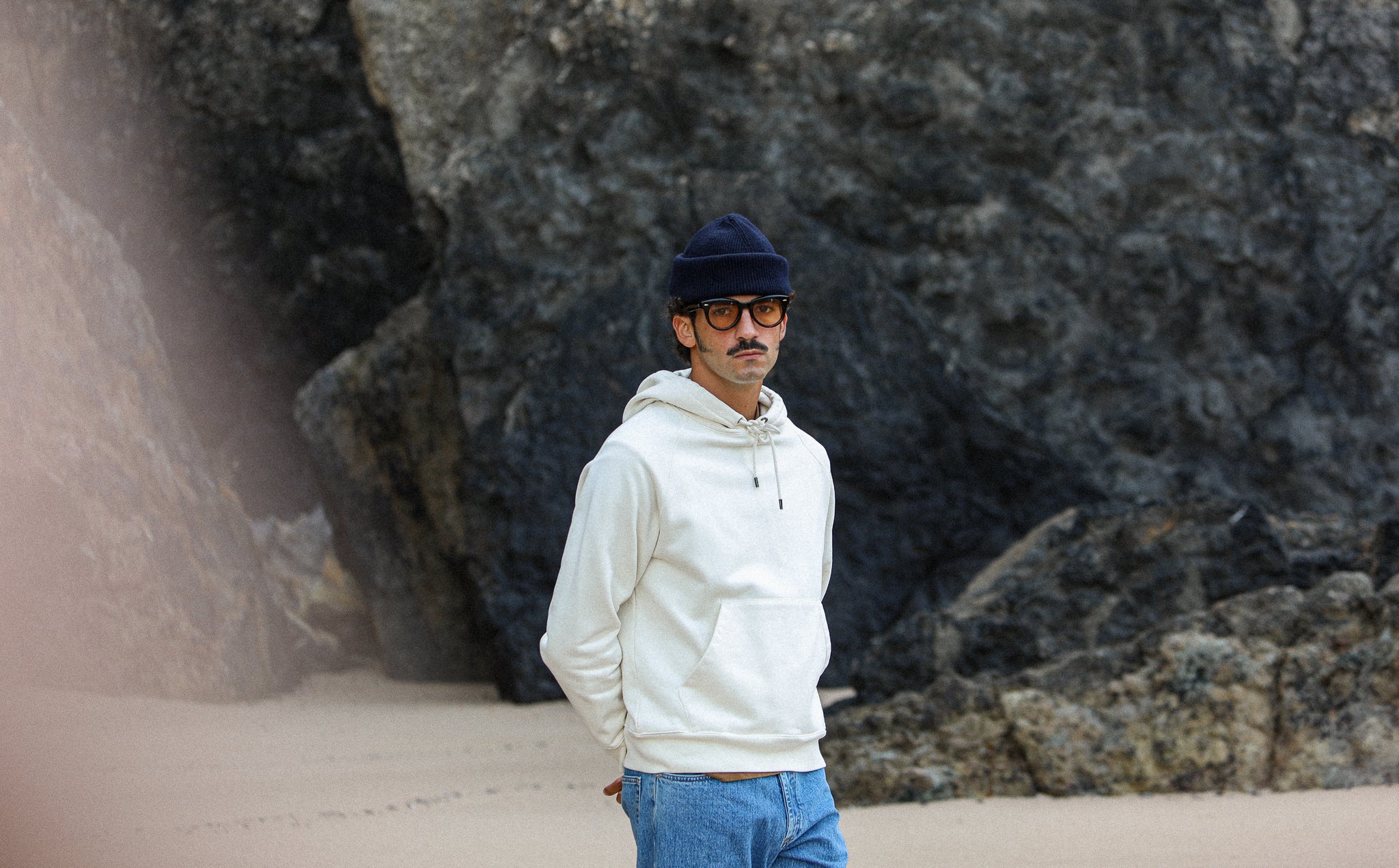 Hoodie Raglan Molleton Vintage Crème