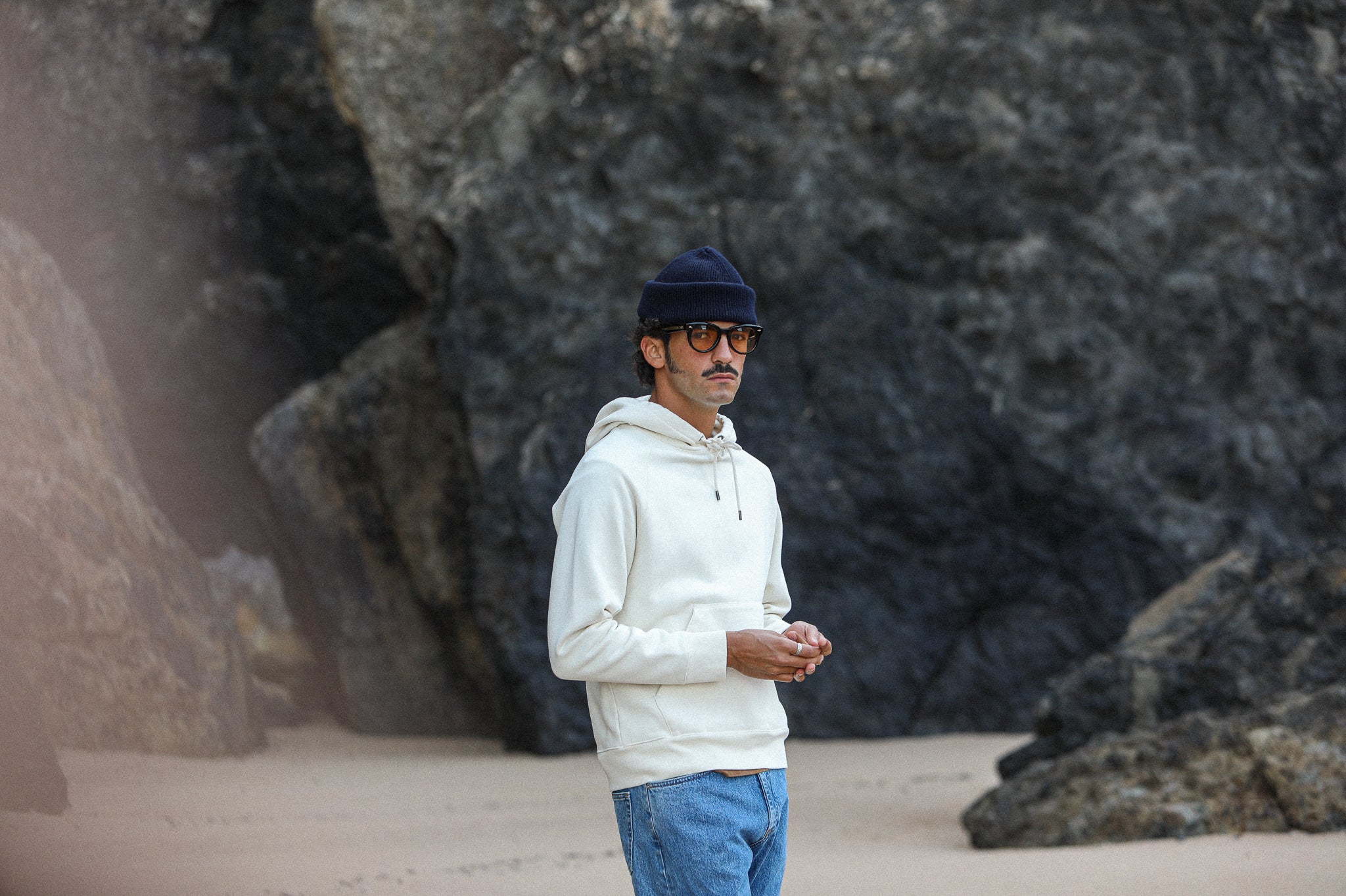 Hoodie Raglan Molleton Vintage Crème