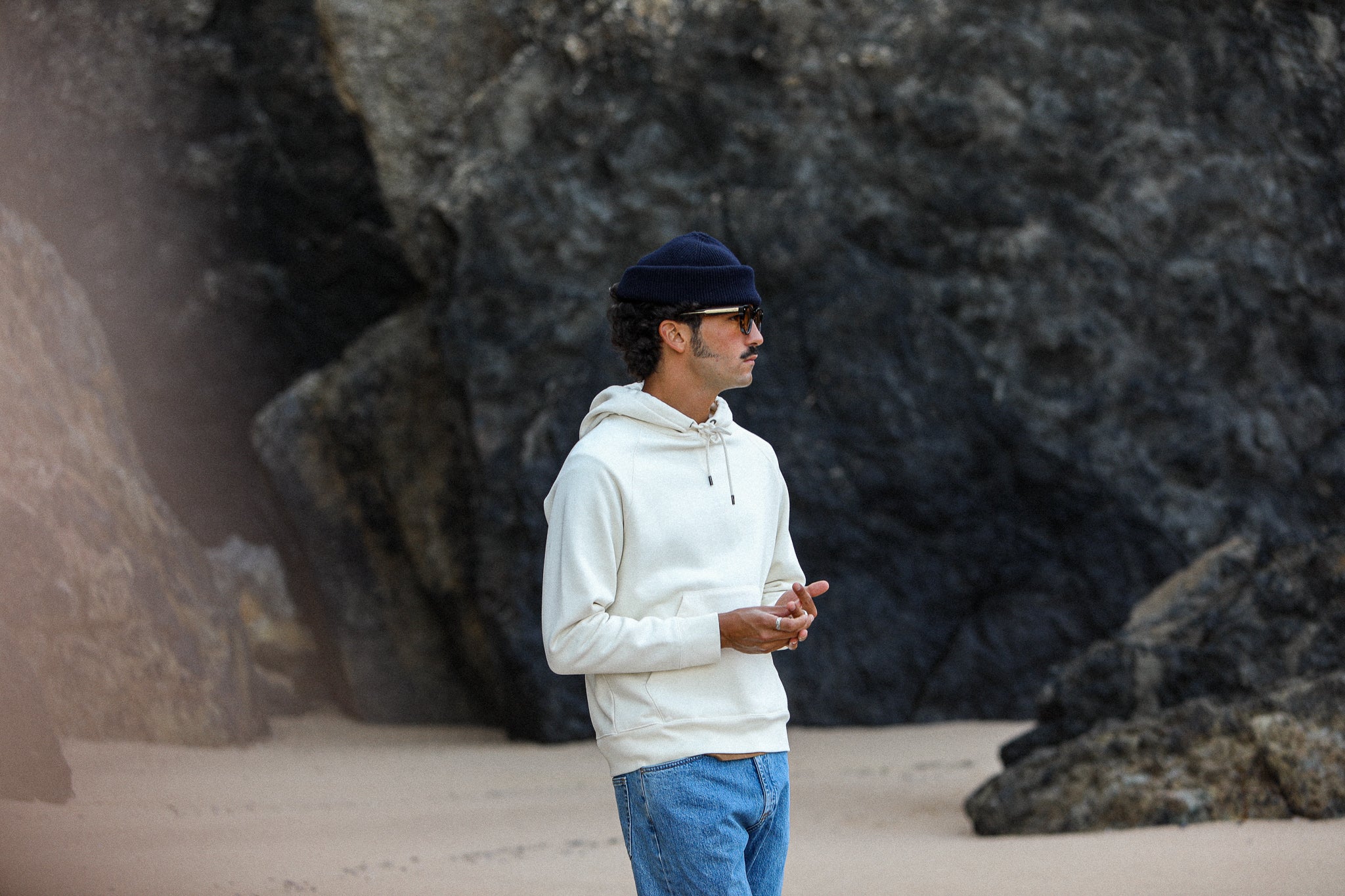 Hoodie Raglan Molleton Vintage Crème