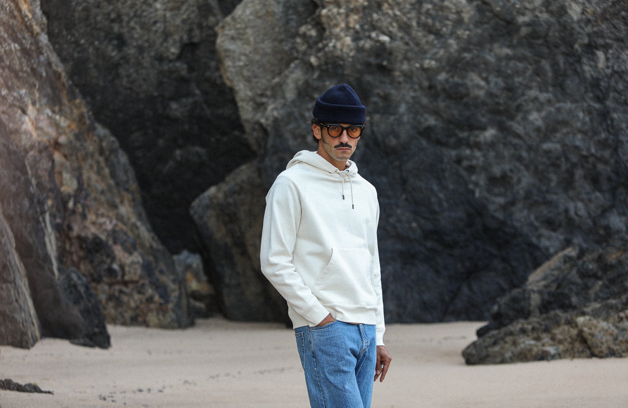 Hoodie Raglan Molleton Vintage Crème