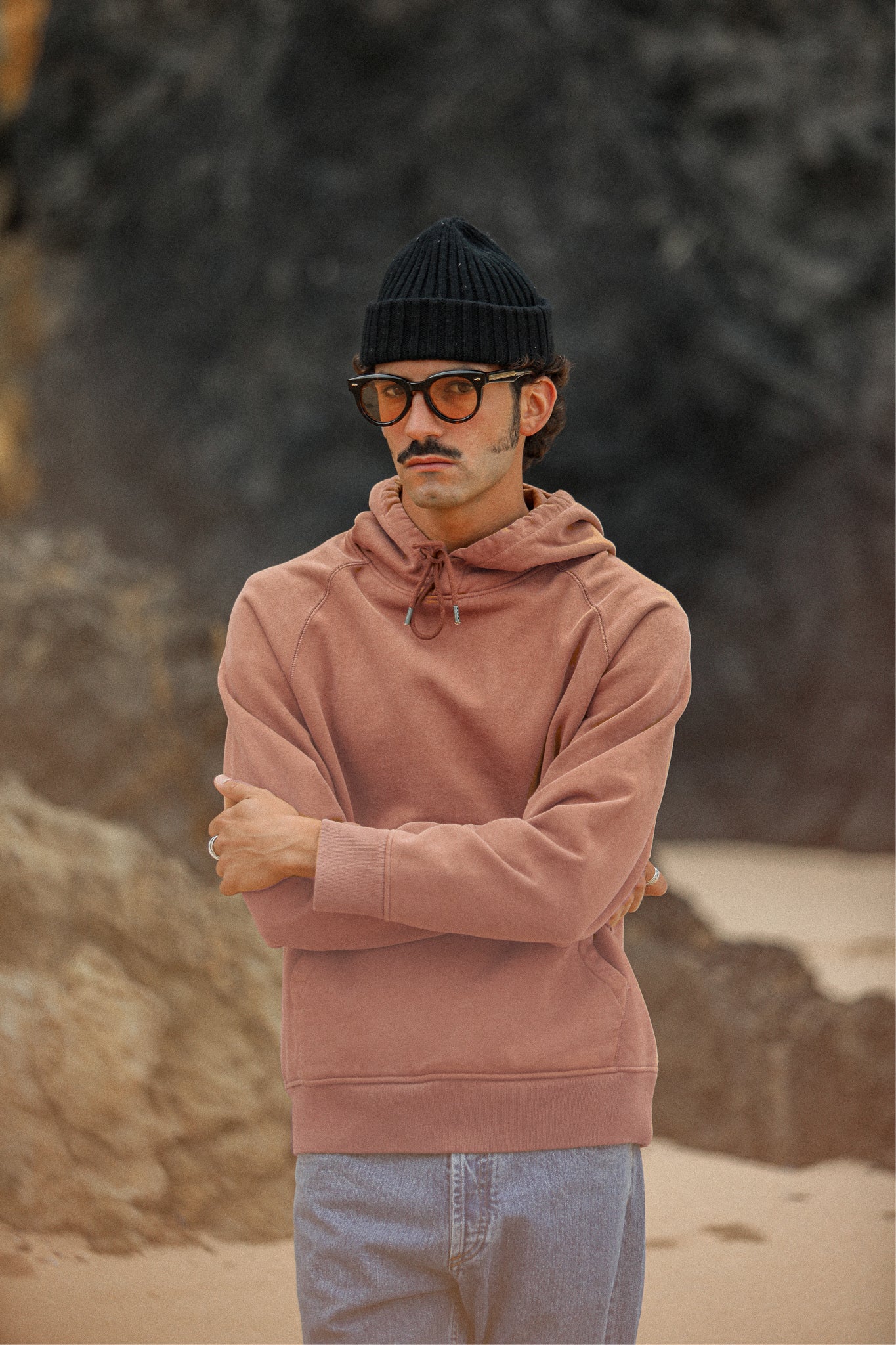 Hoodie Raglan Acid Wash Terracotta