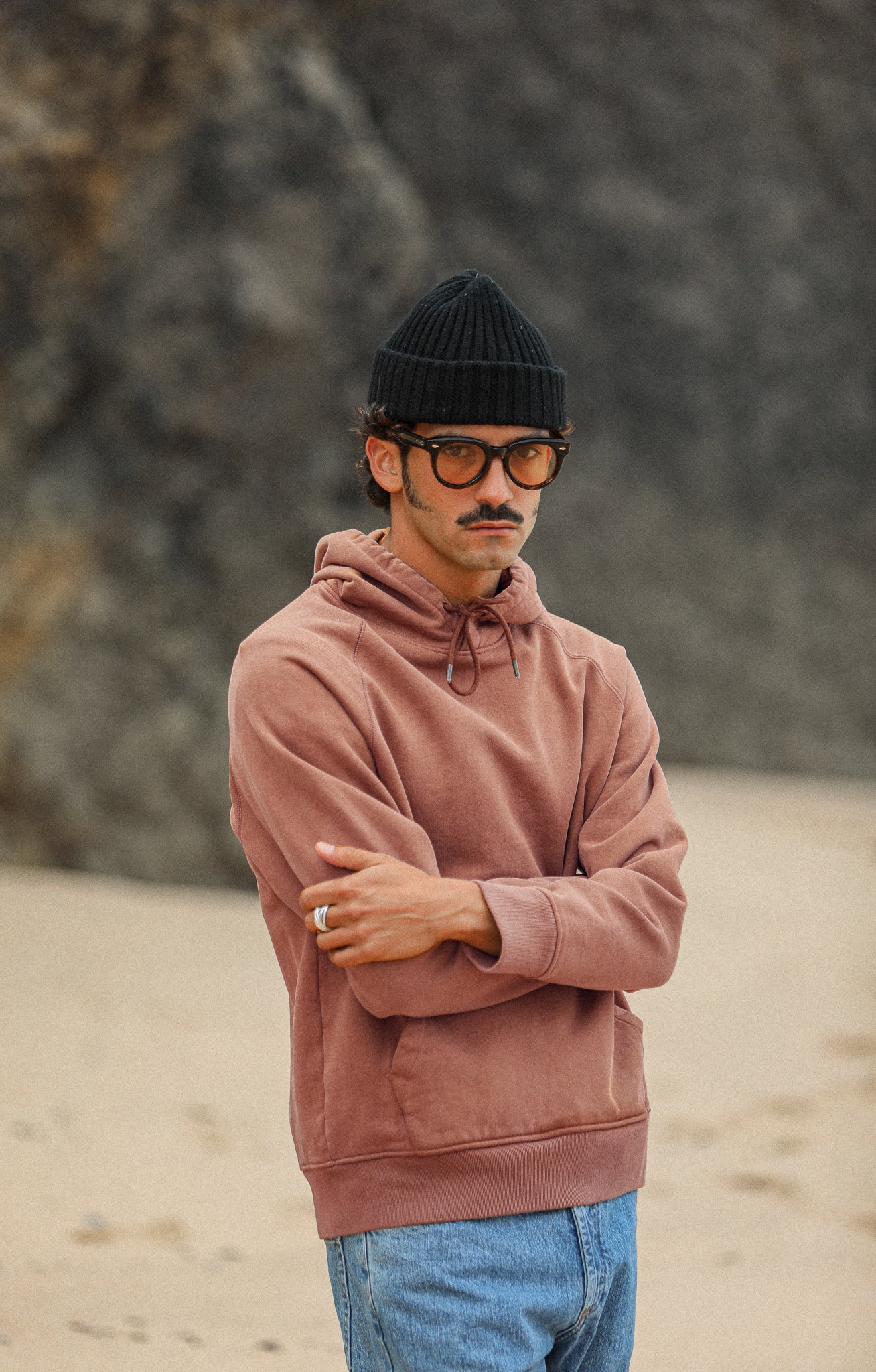 Hoodie Raglan Acid Wash Terracotta