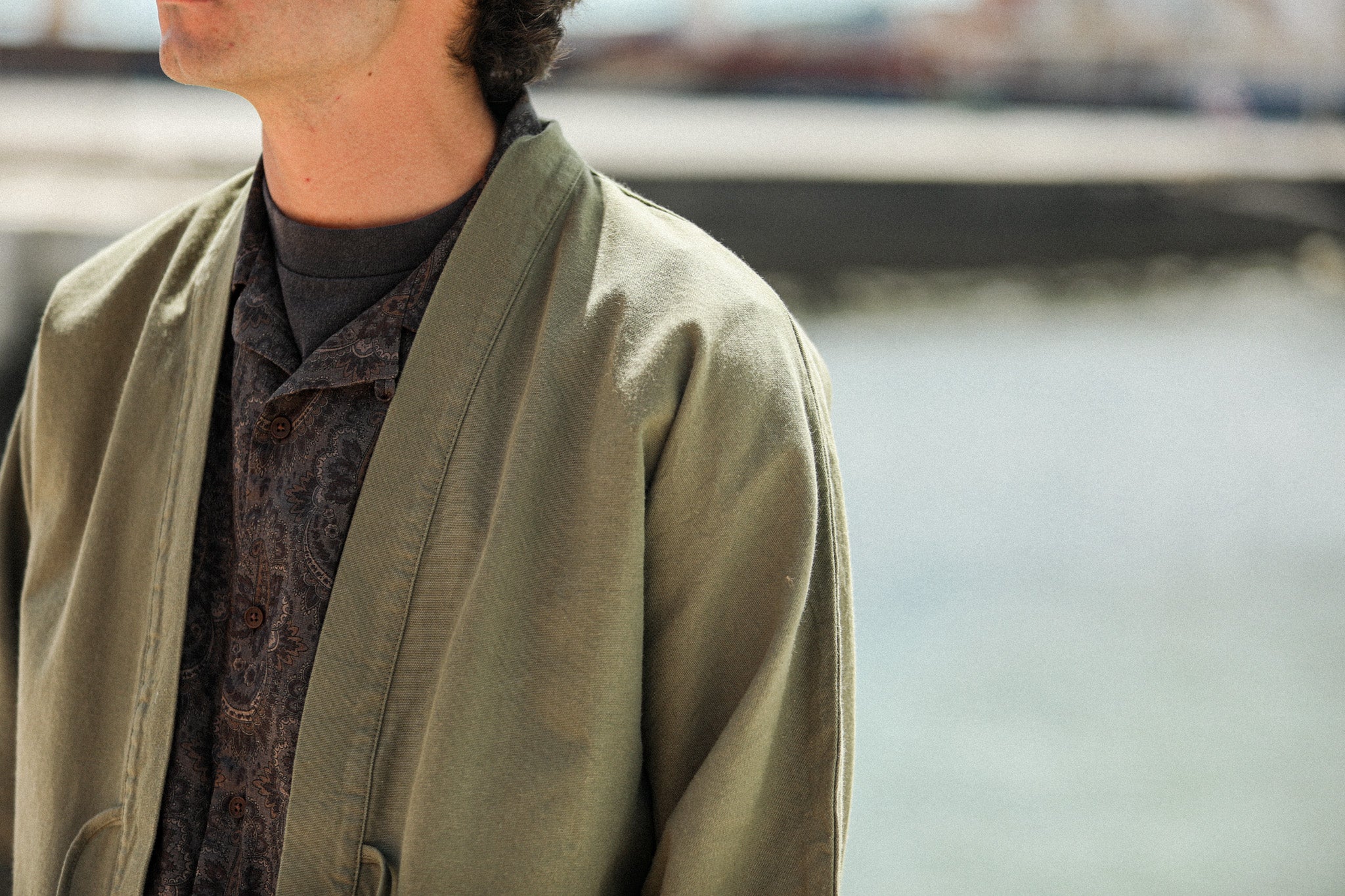 Veste Kimono Canvas Japonais Khaki