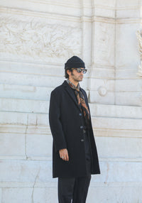 Manteau Long - Laine & Cachemire Noir - Coupe Classique Contemporaine