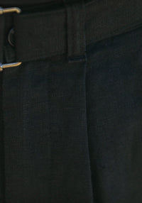 Chino Militaire Pince Linen Black - Balloon Fit