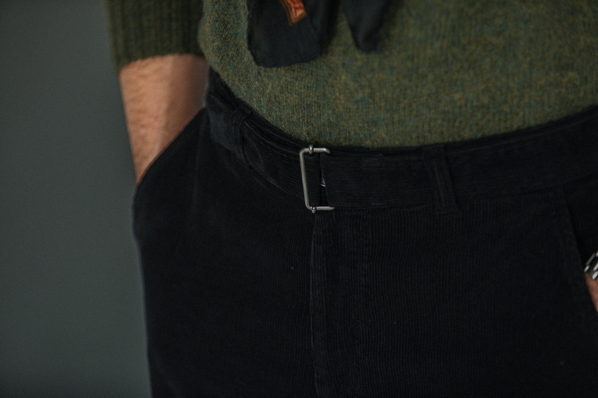 Military Pant Velours Noir - Comfort Fit