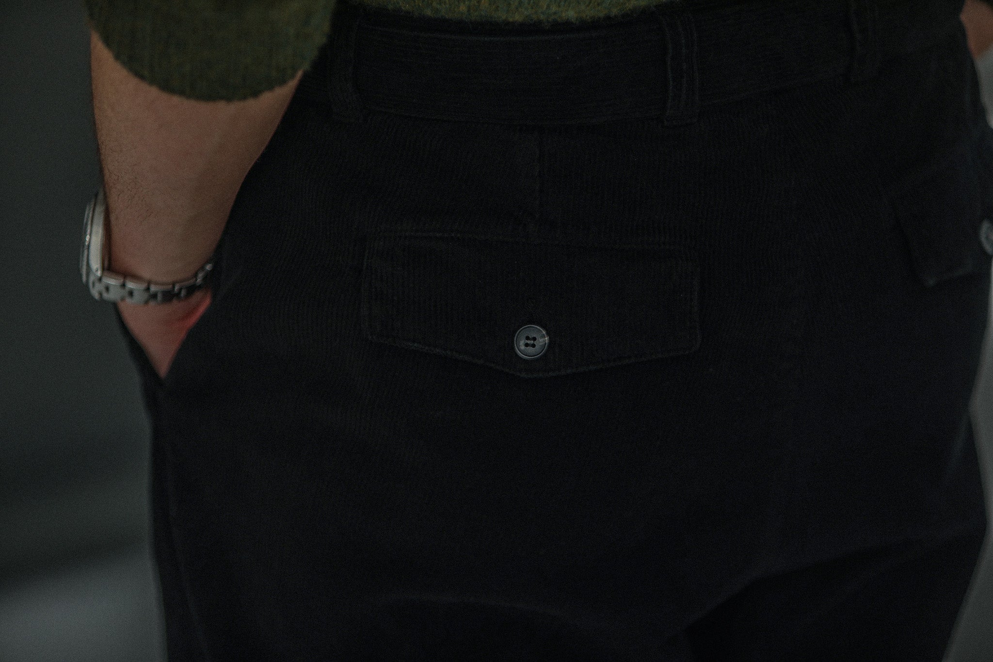 Military Pant Velours Noir - Comfort Fit