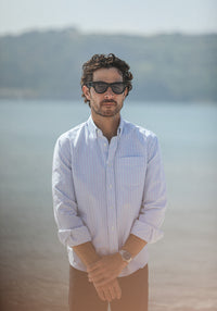 Chemise Oxford Rayures Blue & Green - Retro Fit