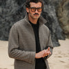 Blouson Aviateur Laine Pied de Poule Beige