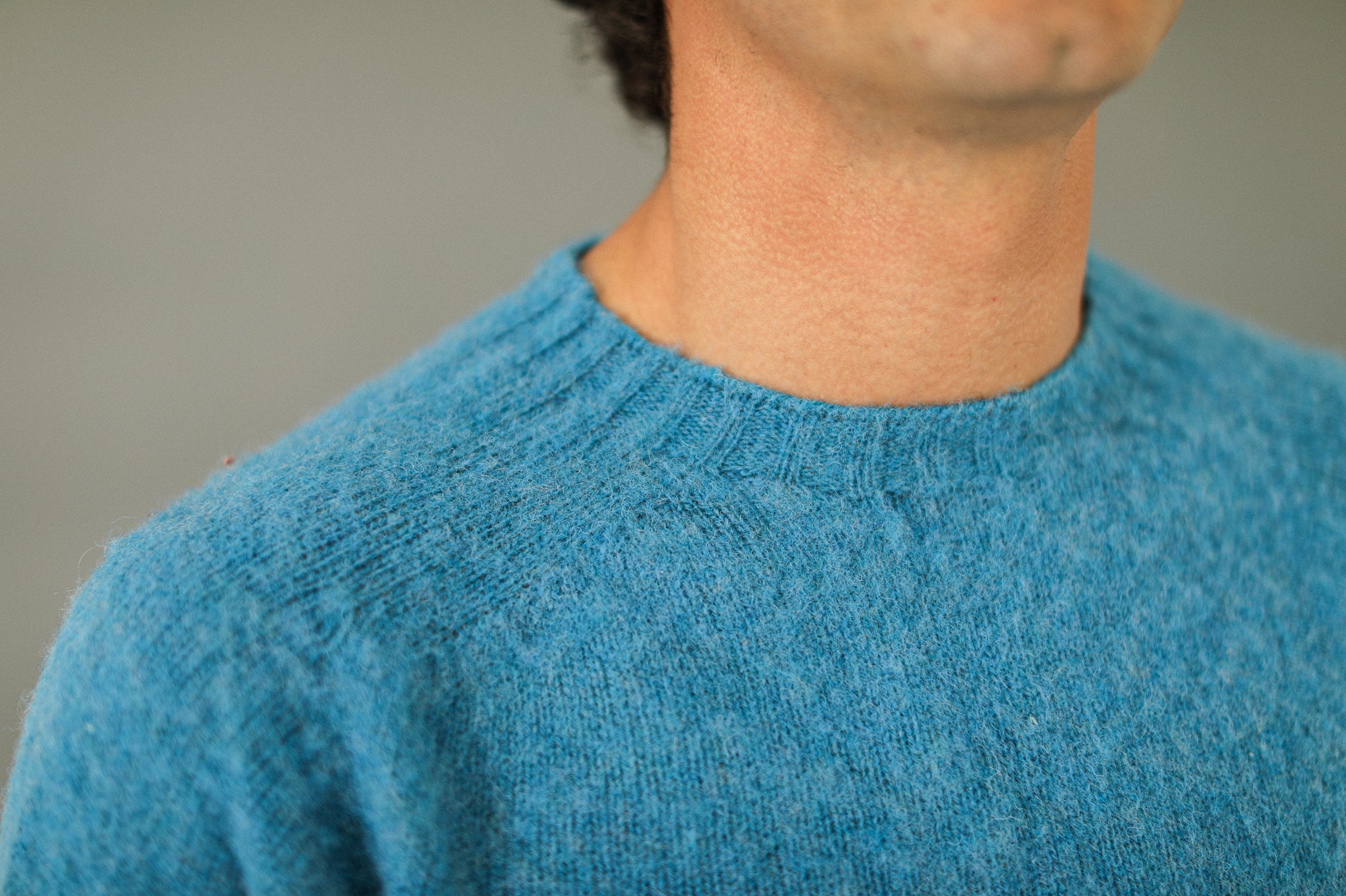 Pull Shetland "Shaggy" Bleu