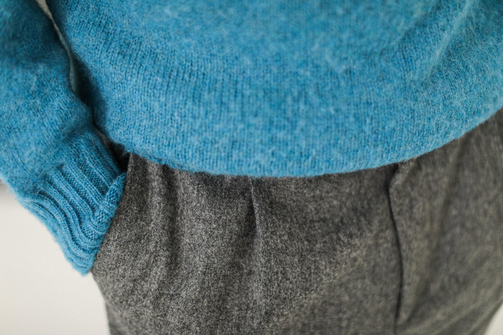 Pull Shetland "Shaggy" Bleu