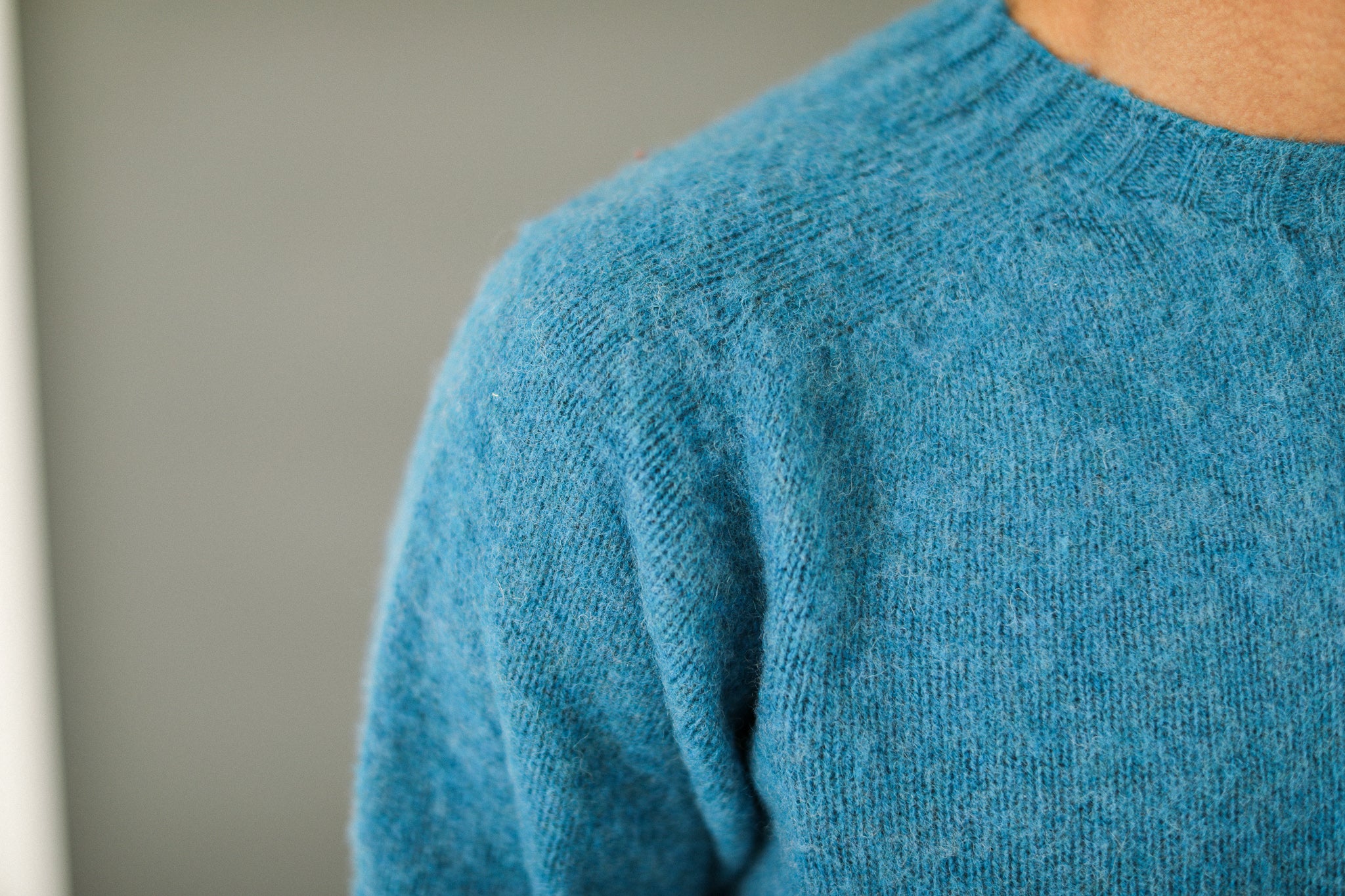Pull Shetland "Shaggy" Bleu