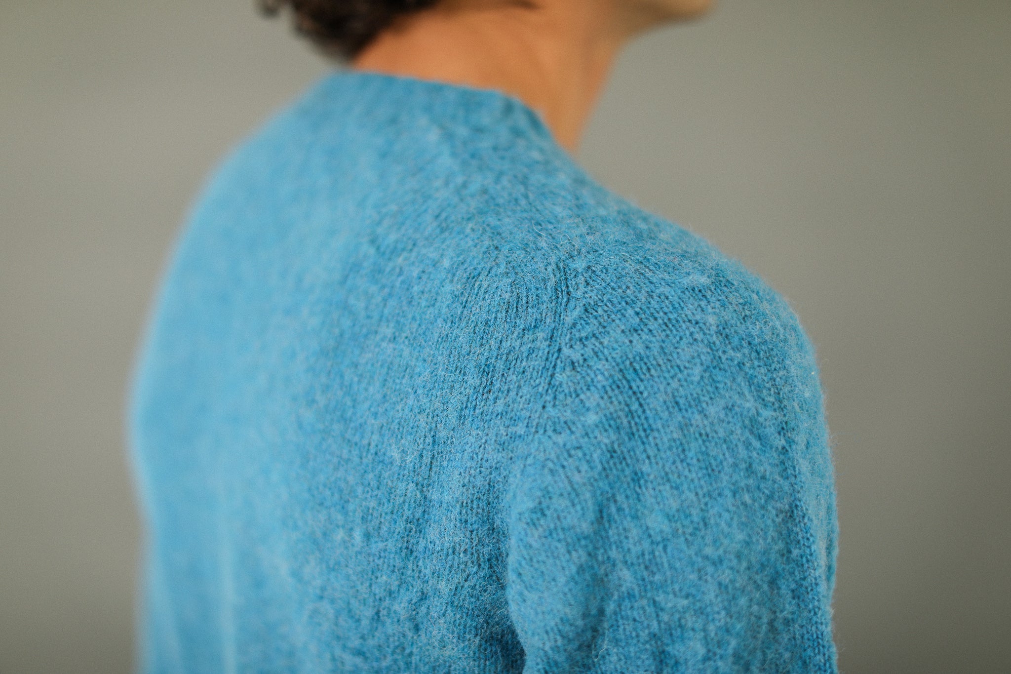 Pull Shetland "Shaggy" Bleu