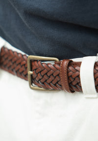 Ceinture Cuir Tressée Cognac