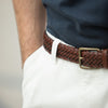 Ceinture Cuir Tressée Cognac