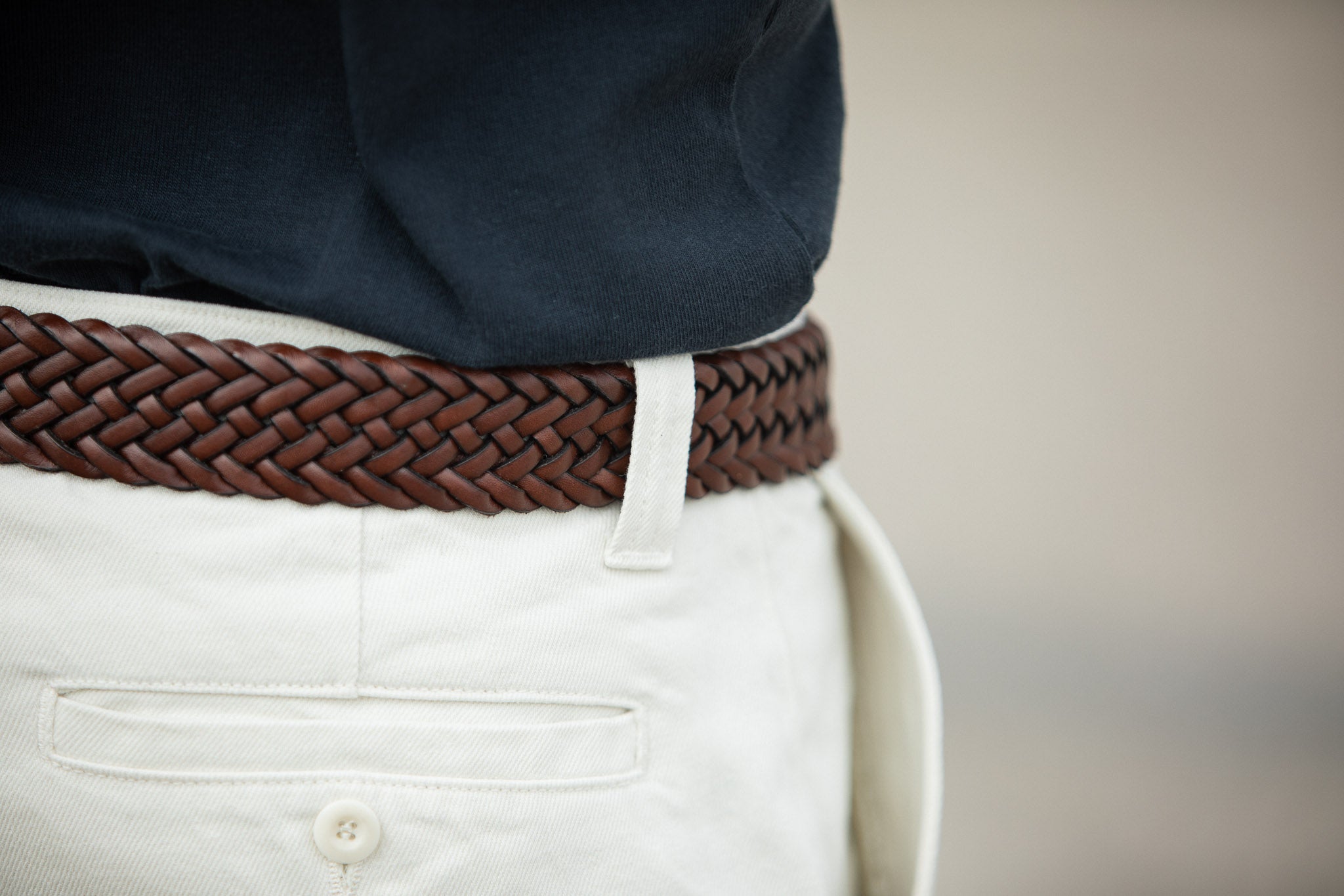 Ceinture Cuir Tressée Cognac
