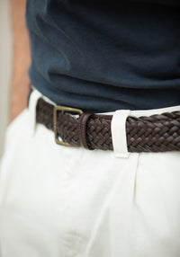 Ceinture Cuir Tressée Tabac