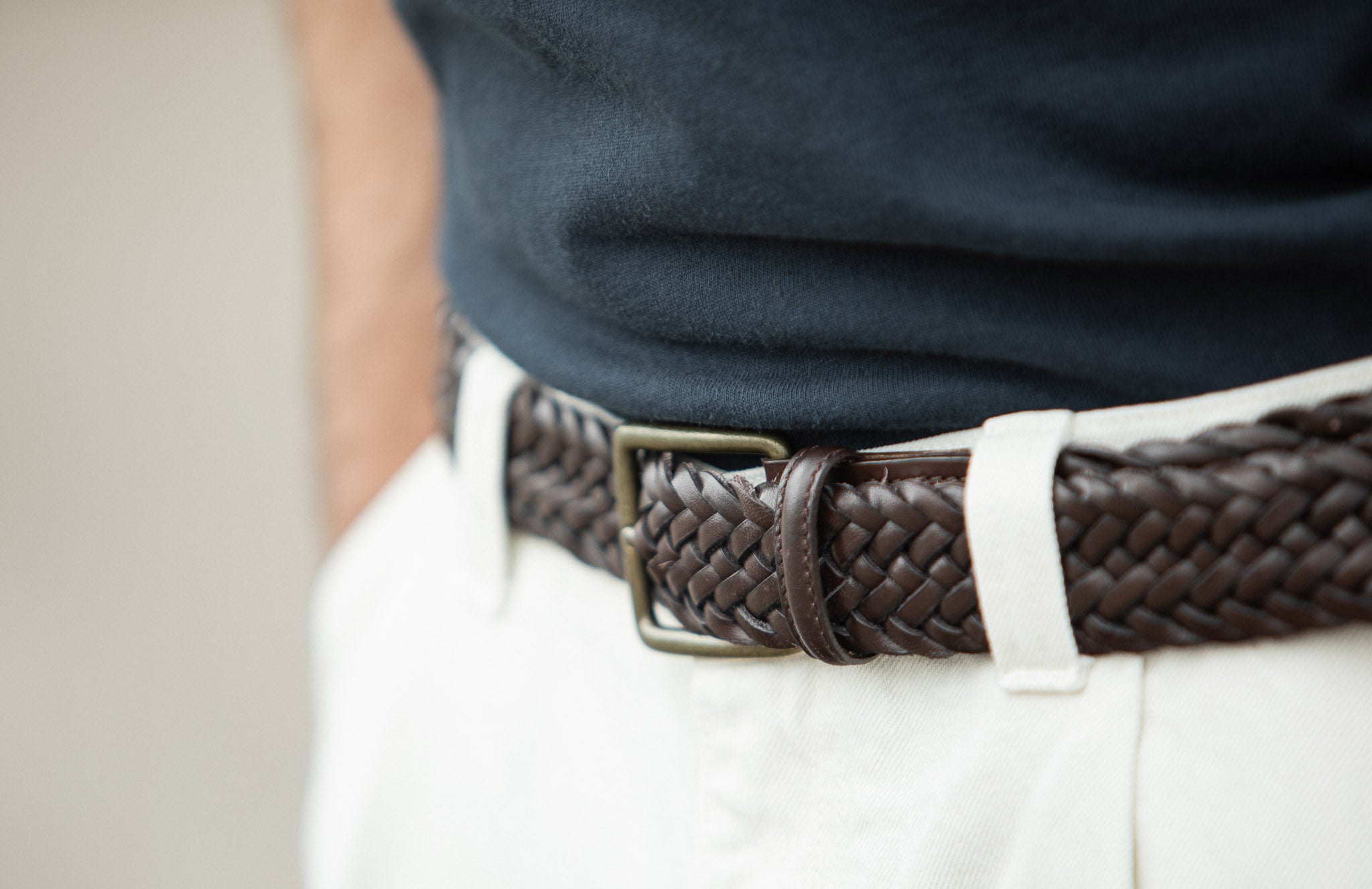 Ceinture Cuir Tressée Tabac