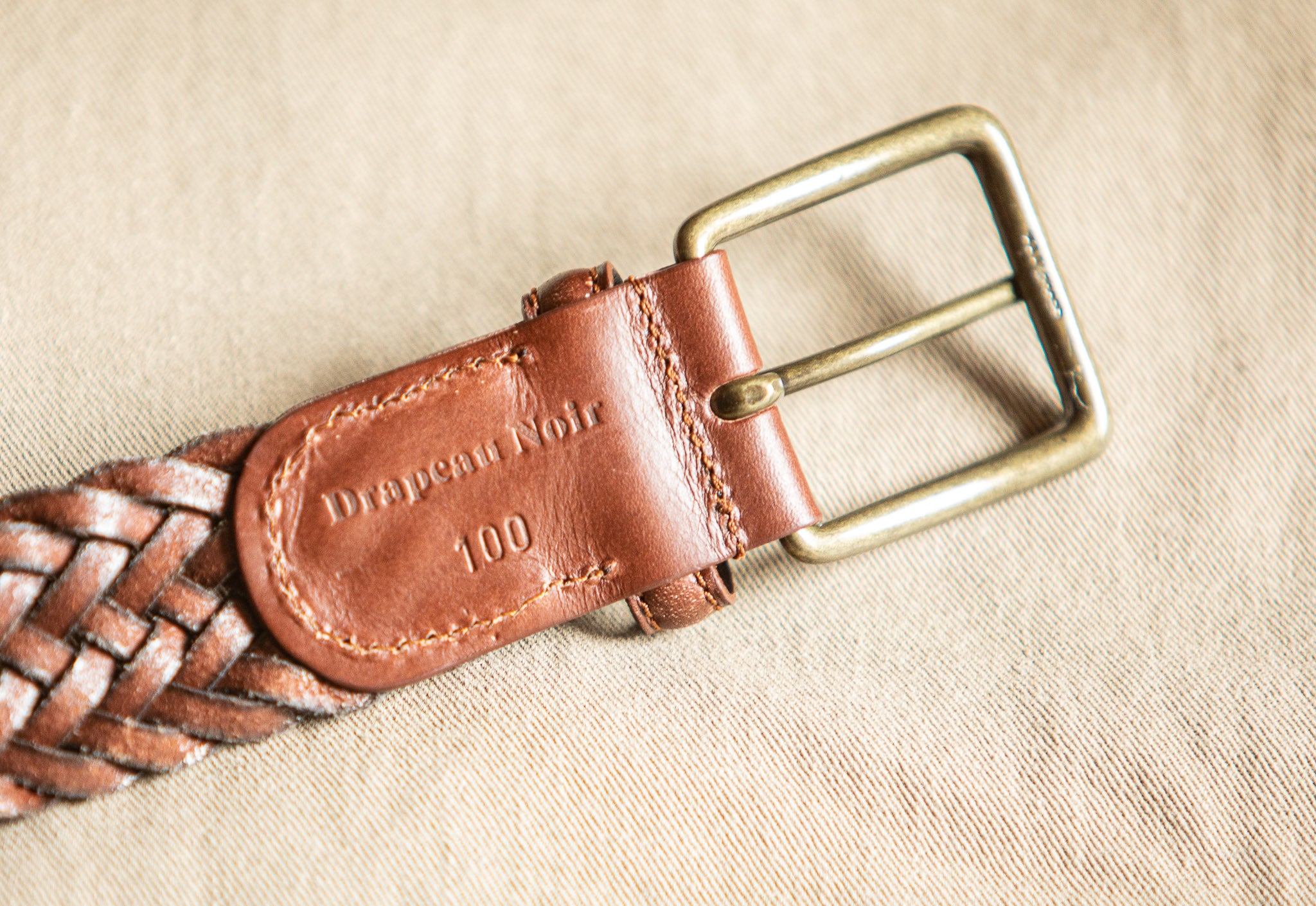 Ceinture Cuir Tressée Cognac