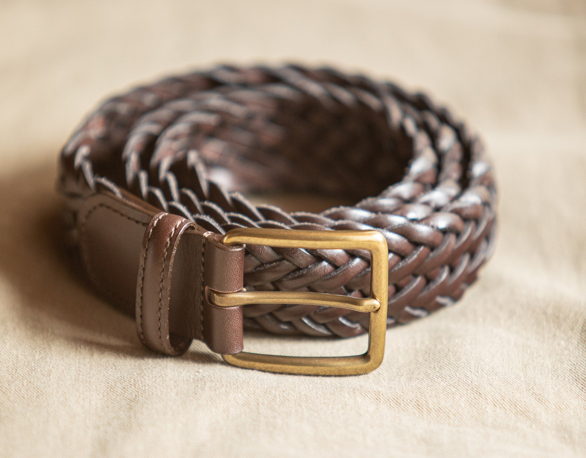 Ceinture Cuir Tressée Tabac