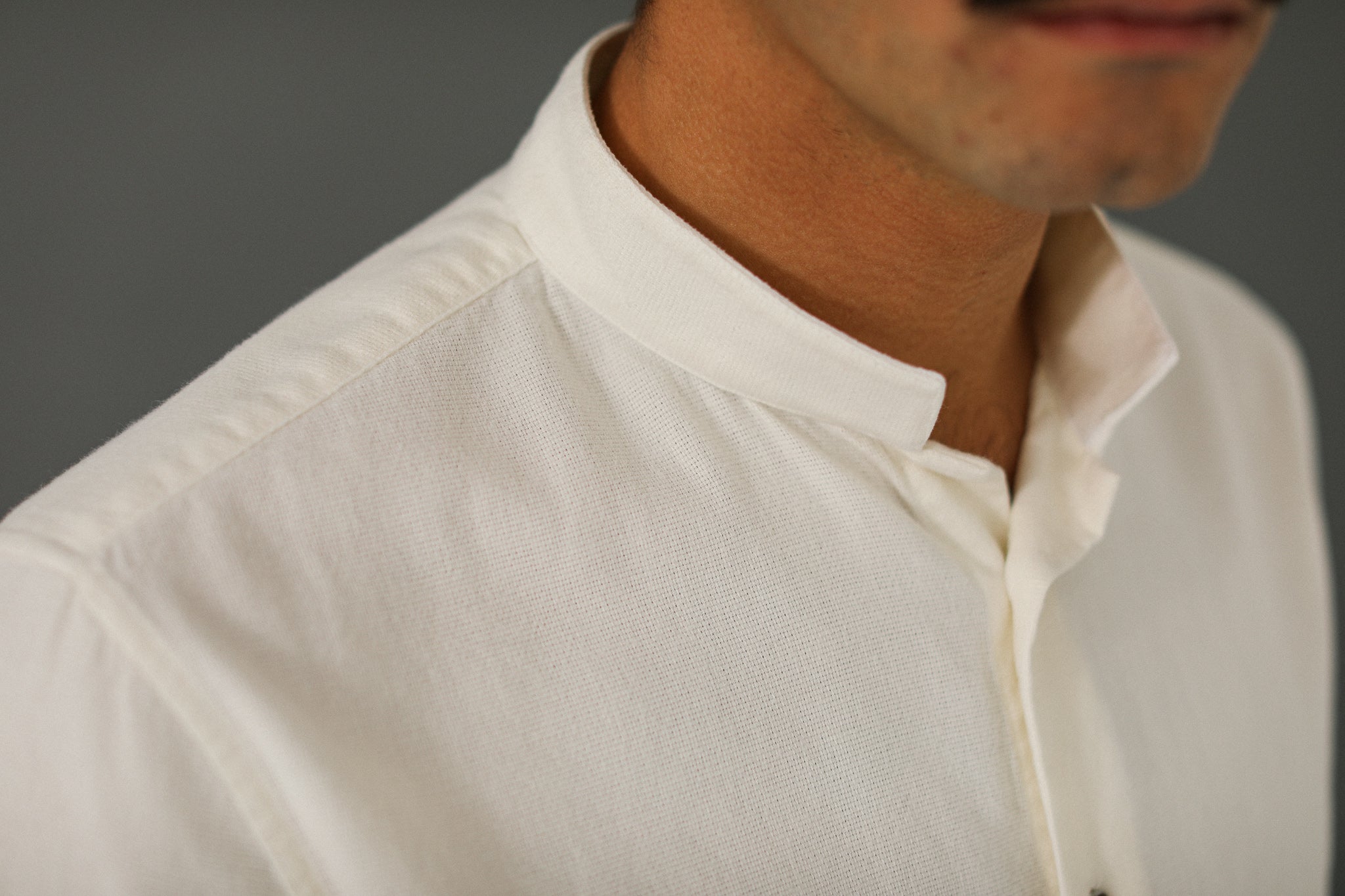 Chemise Col Inversé Sashiko Crème