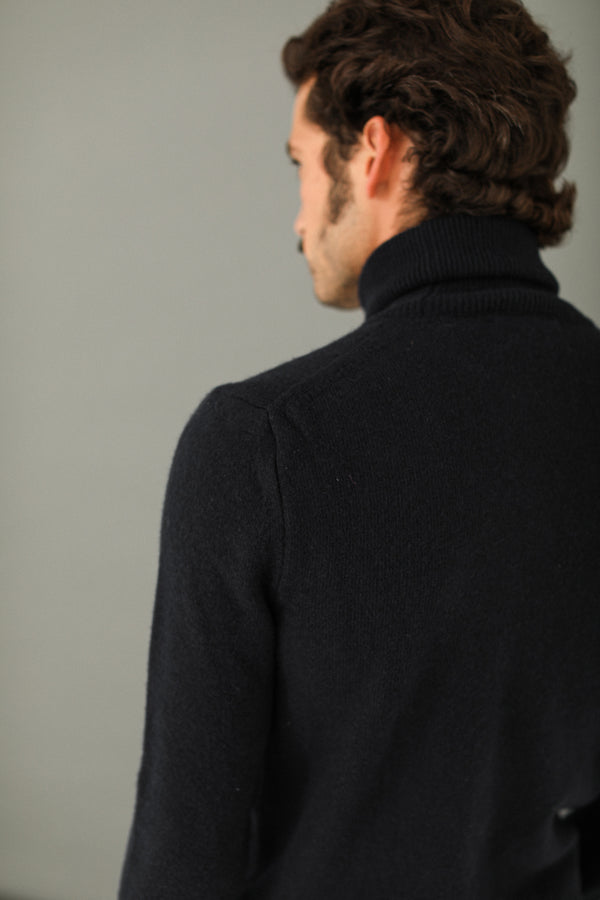 Pull Col Roulé Lambswool Noir