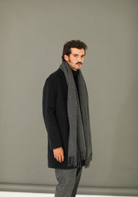 Echarpe Oversize Lambswool Gris Chiné
