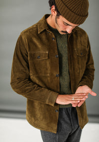 Surchemise Cuir Suédé Olive